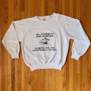 Vintage 80s Snowmobile Black and White Graphic Sweatshirt